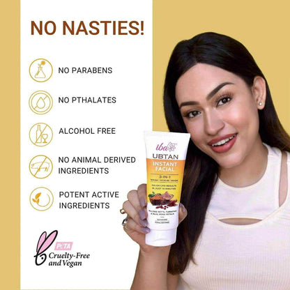 Iba Ubtan 3-in-1 Instant Facial – Wash, Scrub & Mask with Multani Mitti, Turmeric & Rose Petals (100g) | For All Skin Types | Brightens & Detoxifies