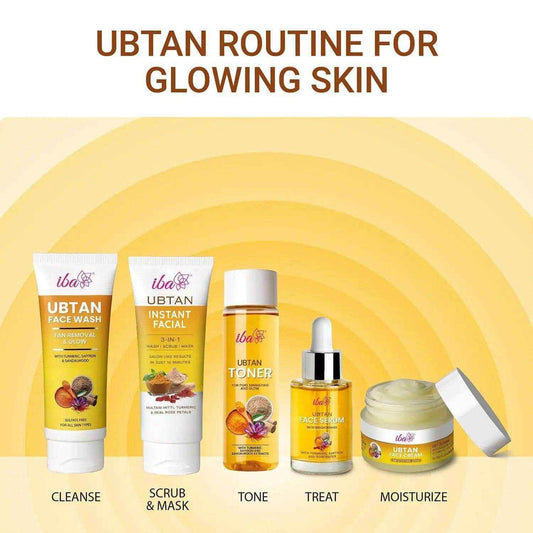 Iba Ubtan 3-in-1 Instant Facial – Wash, Scrub & Mask with Multani Mitti, Turmeric & Rose Petals (100g) | For All Skin Types | Brightens & Detoxifies