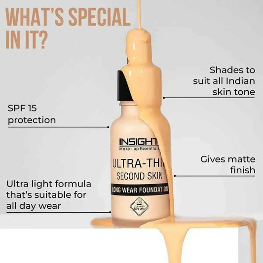 INSIGHT Cosmetics Ultra-Thin Second Skin Foundation - Long Wear, 20ml (01-Golden Honey)