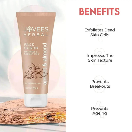 Jovees Herbal Apricot & Almond Face Scrub (50g) | Tan Removal & Smooth Skin