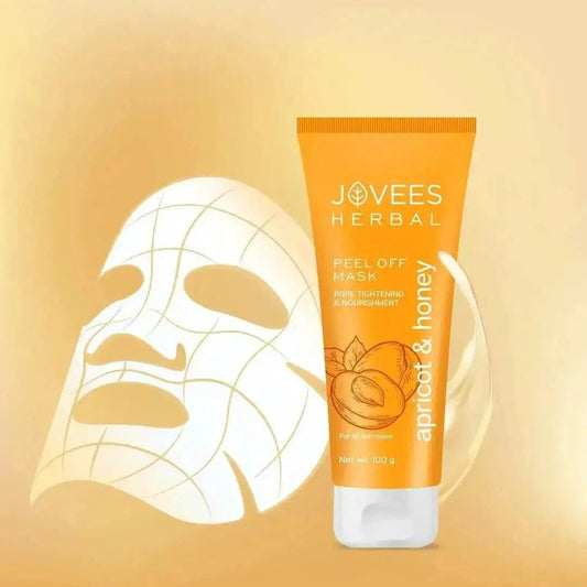 Jovees Herbal Apricot & Honey Peel-Off Mask | Pore Tightening & Skin Nourishment | All Skin Types | 100g