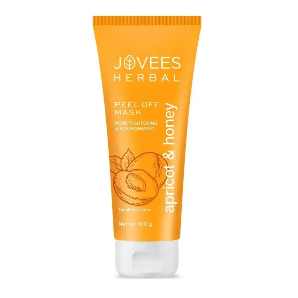 Jovees Herbal Apricot & Honey Peel-Off Mask | Pore Tightening & Skin Nourishment | All Skin Types | 100g