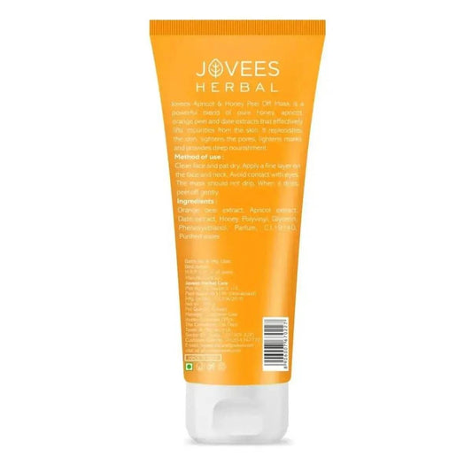 Jovees Herbal Apricot & Honey Peel-Off Mask | Pore Tightening & Skin Nourishment | All Skin Types | 100g