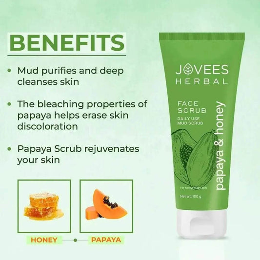 Jovees Herbal Papaya & Honey Face Scrub (50g) | For Normal to Dry Skin