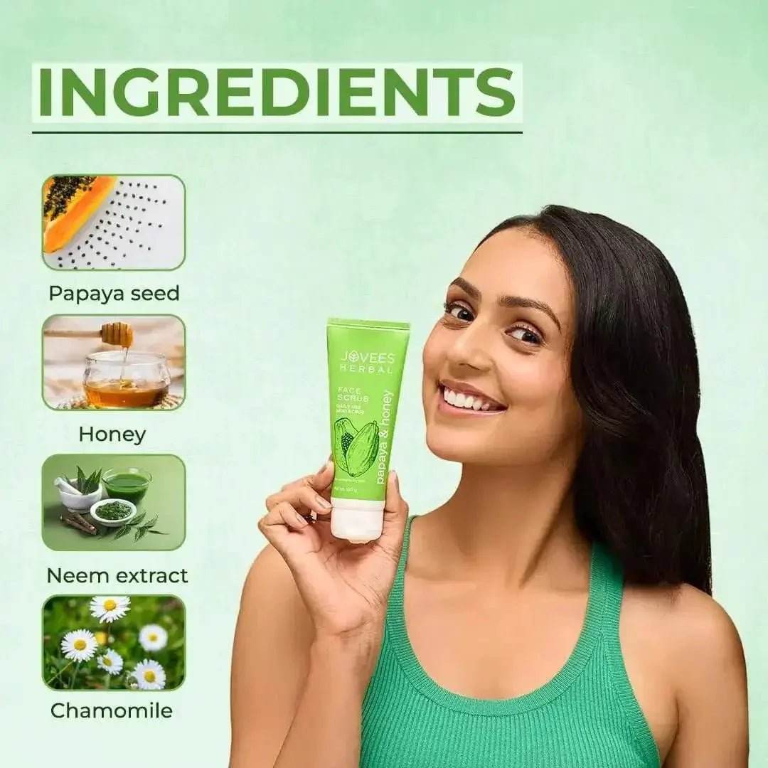 Jovees Herbal Papaya & Honey Face Scrub (50g) | For Normal to Dry Skin