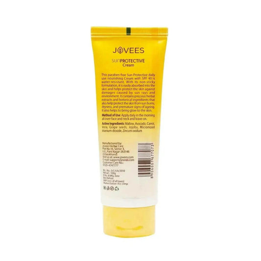 Jovees Herbal Sun Protective Sunscreen SPF 40 | Oil-Free & Quick Absorbing | UVA/UVB Protection | Normal to Dry Skin | 50g