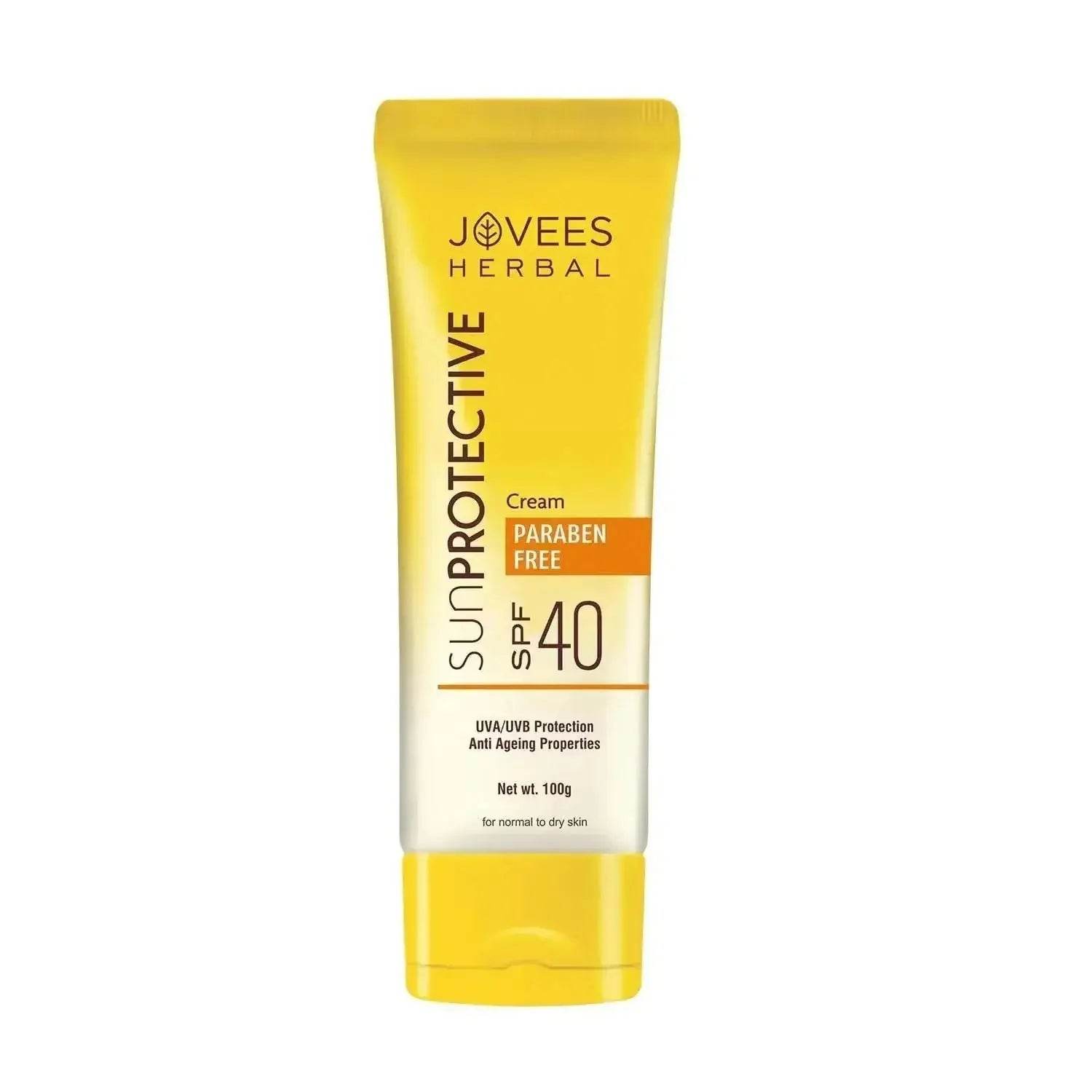 Jovees Herbal Sun Protective Sunscreen SPF 40 | Oil-Free & Quick Absorbing | UVA/UVB Protection | Normal to Dry Skin | 50g