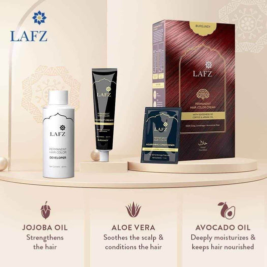 LAFZ Permanent Hair Color – No Ammonia, Coffee & Argan Oil Infused | 100% Gray Coverage, Long-Lasting Burgundy Color | Smooth & Shiny Finish | Hair Dye for Women & Men, Pack of 1