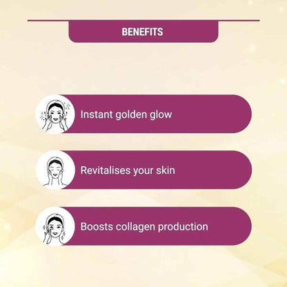Lotus Herbals Radiant Gold Cellular Glow Facial Kit with 24K Gold Leaves – For Glowing Skin, All Skin Types, 37g
