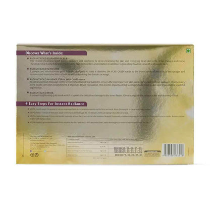 Lotus Herbals Radiant Gold Cellular Glow Facial Kit with 24K Gold Leaves – For Glowing Skin, All Skin Types, 37g