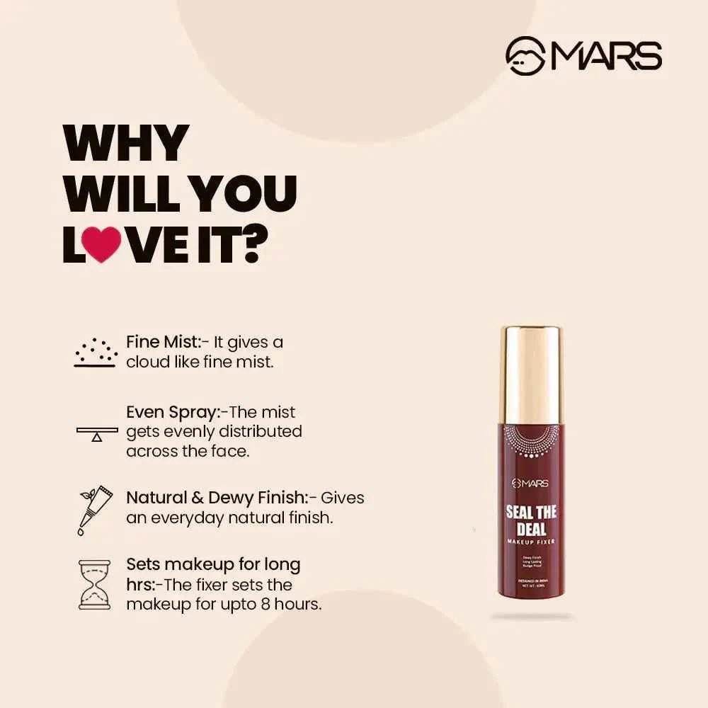 Mars Seal the Deal Makeup Fixer – Long-Lasting Setting Spray | Hydrating & Lightweight | Smudge-Proof & Dewy Finish | Locks Makeup All Day - Gehnasale