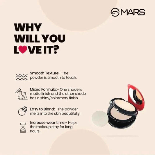 Mars Silky Skin Compact Powder – Oil-Control Matte Finish for All Skin Types