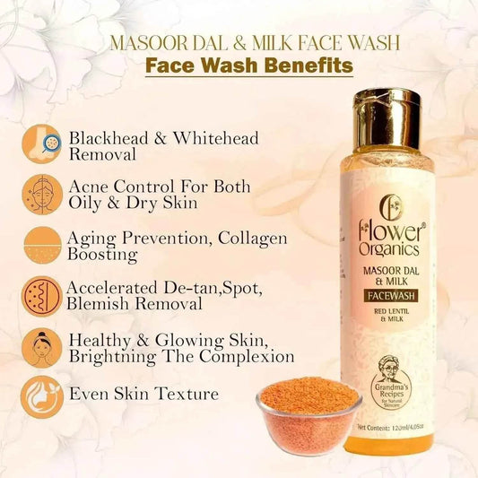 🌿 Masoor Dal & Milk Face Wash – Deep Cleansing & Glow Boosting (120ml) | Natural Skincare for Radiant Skin