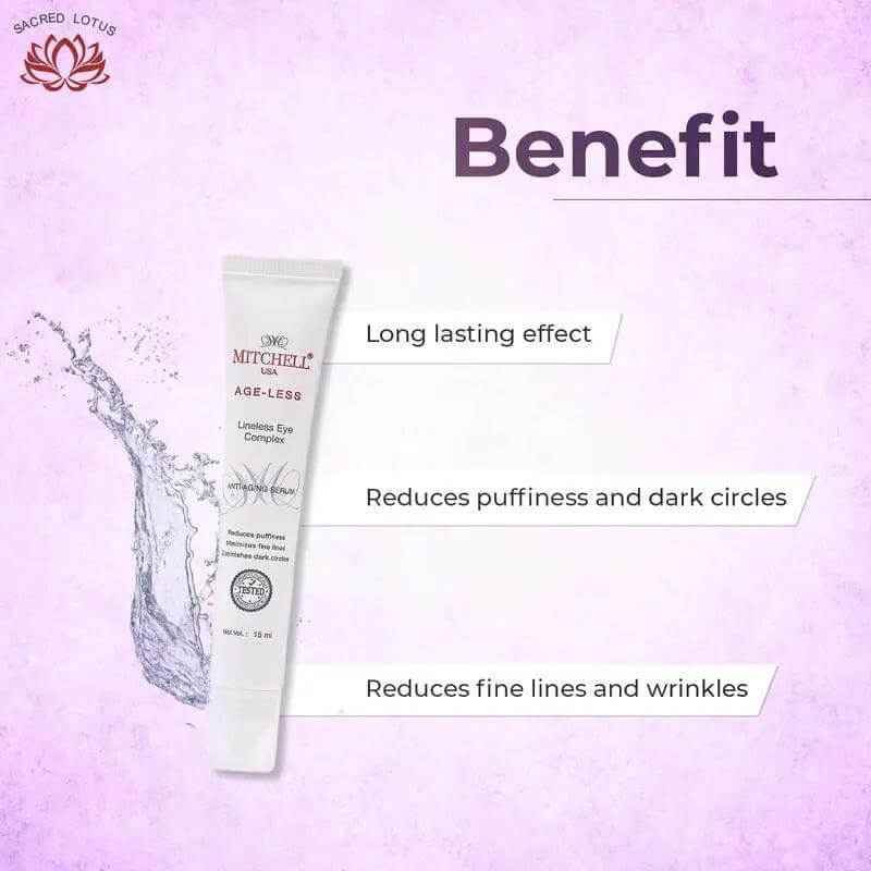 Mitchell USA Lineless Eye Complex – 15ml | Anti-Aging Under Eye Serum for Dark Circles, Puffiness & Fine Lines | Herbal Eye Care for All Skin Types