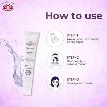 Mitchell USA Lineless Eye Complex – 15ml | Anti-Aging Under Eye Serum for Dark Circles, Puffiness & Fine Lines | Herbal Eye Care for All Skin Types