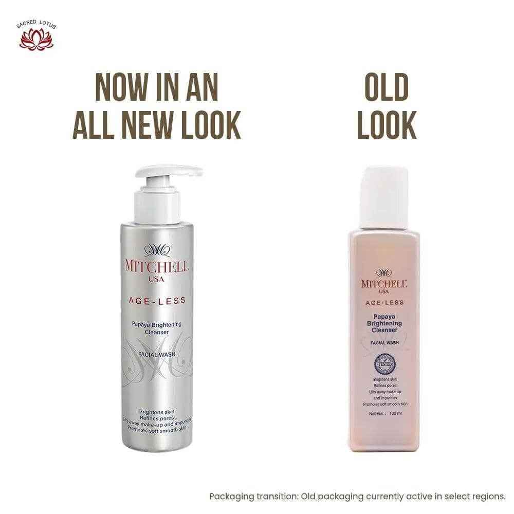 Mitchell USA Papaya Brightening Cleanser – 100ml | Anti-Aging Face Wash with Papaya Enzymes & Lotus Seed Extracts | Makeup Remover & Skin Brightener