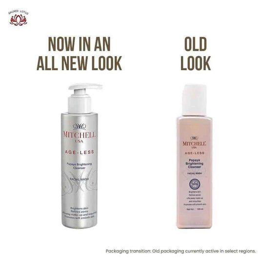 Mitchell USA Papaya Brightening Cleanser – 100ml | Anti-Aging Face Wash with Papaya Enzymes & Lotus Seed Extracts | Makeup Remover & Skin Brightener