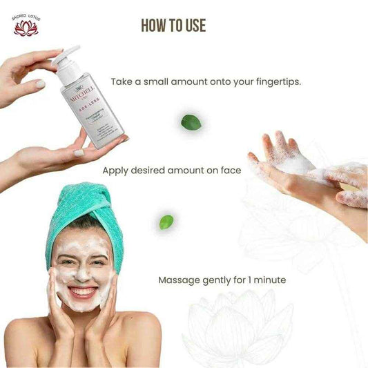 Mitchell USA Papaya Brightening Cleanser – 100ml | Anti-Aging Face Wash with Papaya Enzymes & Lotus Seed Extracts | Makeup Remover & Skin Brightener