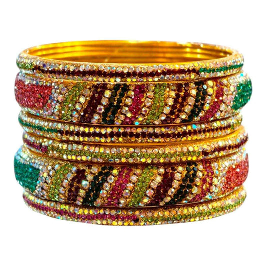 Multicolor Stone -Studded Designer Bangle Set