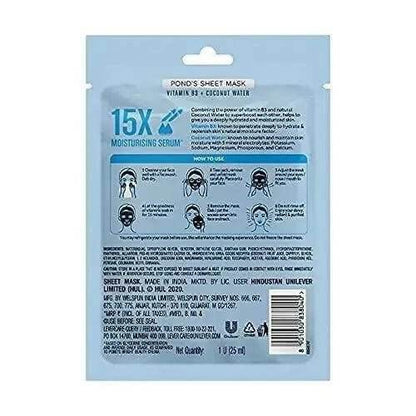 POND'S Hydrating Sheet Mask with Coconut Water & Vitamin B3 | Deep Hydration for Radiant, Dewy Skin | Paraben-Free & Biodegradable | 25ml