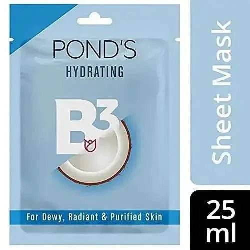 POND'S Hydrating Sheet Mask with Coconut Water & Vitamin B3 | Deep Hydration for Radiant, Dewy Skin | Paraben-Free & Biodegradable | 25ml