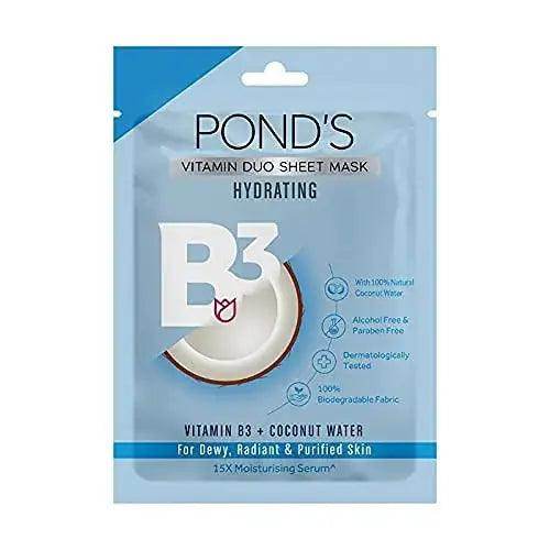 POND'S Hydrating Sheet Mask with Coconut Water & Vitamin B3 | Deep Hydration for Radiant, Dewy Skin | Paraben-Free & Biodegradable | 25ml