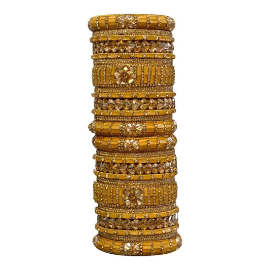 raditional Gold Stone-Studded Bridal Bangles Set - Gehnasale