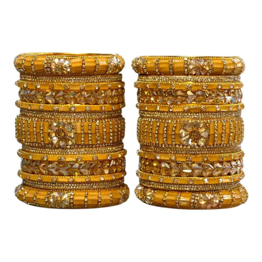 raditional Gold Stone-Studded Bridal Bangles Set - Gehnasale