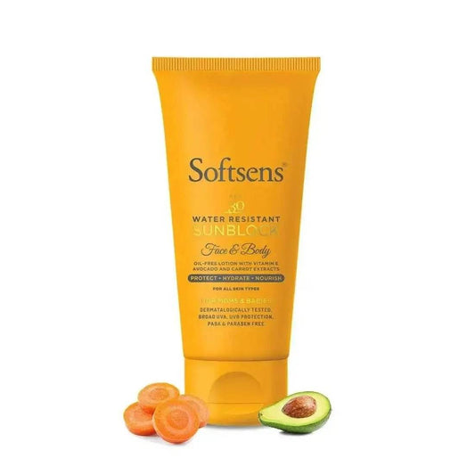 Softsens Sunblock SPF 30 Lotion | Vitamin E, Avocado & Carrot Extracts | For Babies & Parents | 50g