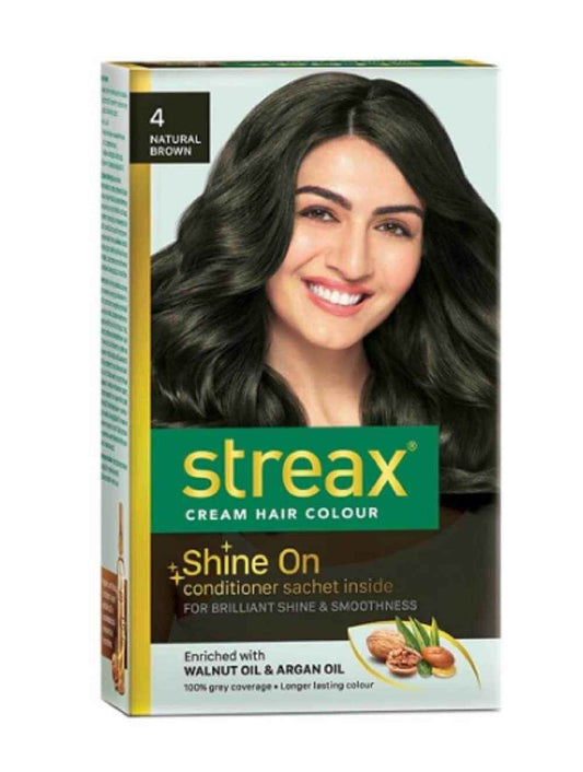 Streax Cream Hair Colours – 4 Natural Brown | 25g Cream for Rich, Long-Lasting Color