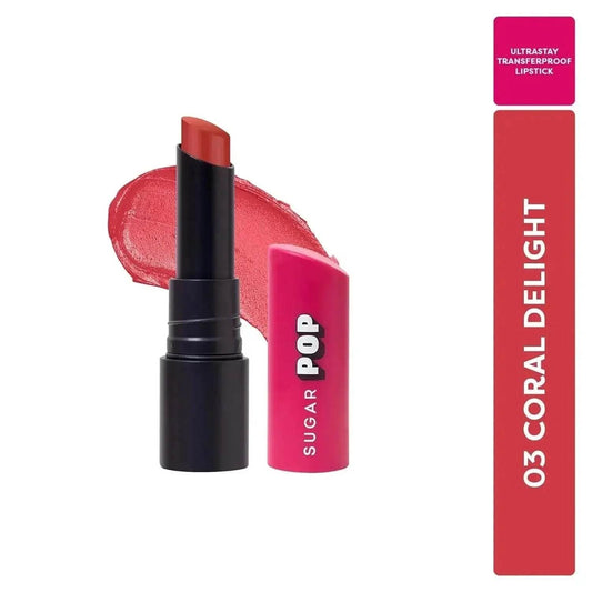 SUGAR POP Ultrastay Transferpoof Lipstick - 07 Ruby Red, 4gm | Vitamin E, Smooth Glide, Waterproof, Longlasting