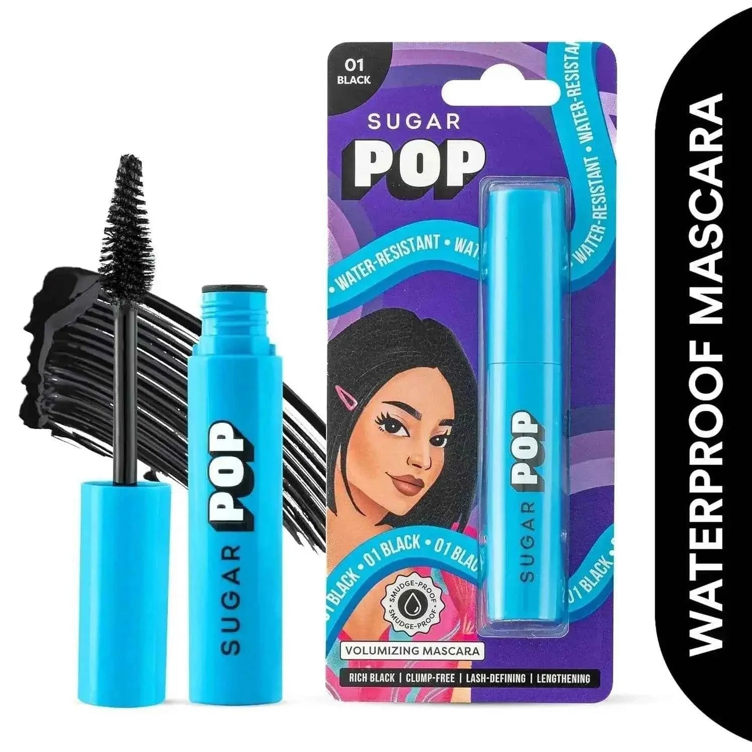 SUGAR POP Volumizing Mascara Black - 9 ml | Clump-Free, Volumizes, Lengthens, Smudge-Proof, Quick Drying, Intense Black Formula - Gehnasale