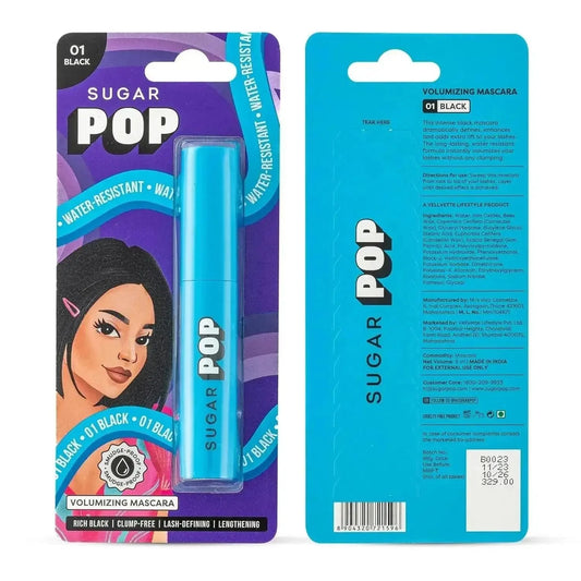 SUGAR POP Volumizing Mascara Black - 9 ml | Clump-Free, Volumizes, Lengthens, Smudge-Proof, Quick Drying, Intense Black Formula - Gehnasale