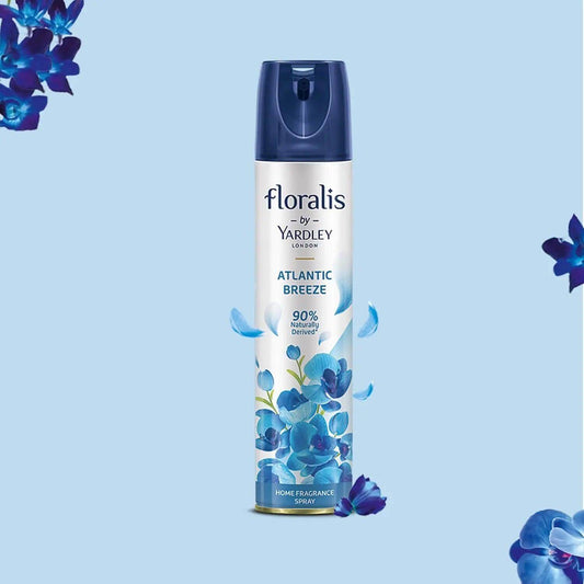 Yardley London Floralis Air Freshener Spray | Atlantic Breeze | Long-Lasting Floral Fragrance for Home & Office | 90% Naturally Derived | Home Fragrance Spray, 210ml (Pack of 1)