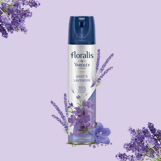 Yardley London Floralis Air Freshener Spray | Kent's Lavender | Long-Lasting Floral Fragrance for Home & Office | 90% Naturally Derived Home Fragrance Spray, 210ml (Pack of 1)