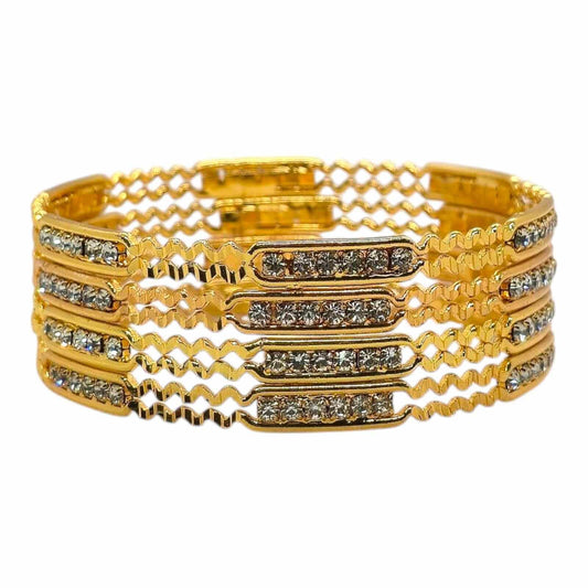 Zigzag Gold-Plated Crystal Bangles Set for Women
